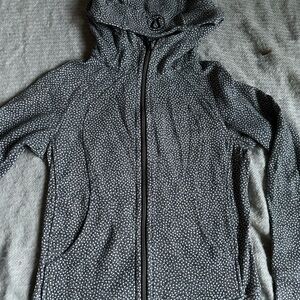Lululemon Athletica Full Zip Hoodie Womens Size 6 Grey White Pockets Long Sleeve